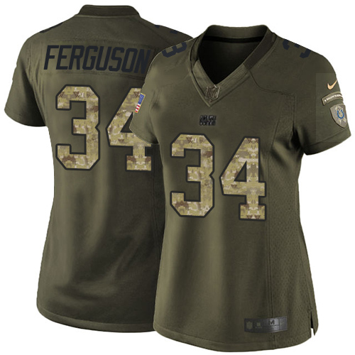 Women's Limited Josh Ferguson Nike Jersey Green - #34 Salute to Service NFL Indianapolis Colts